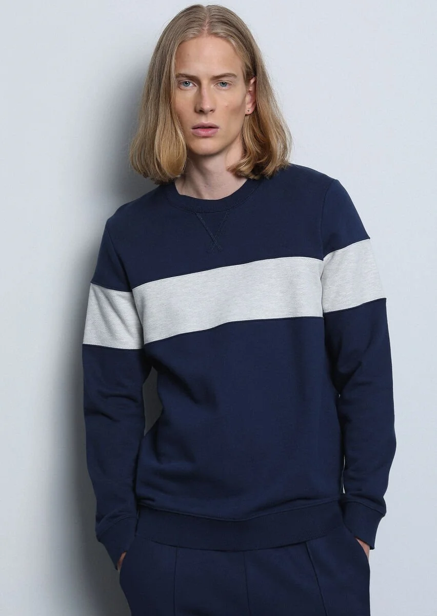 Lacivert Düz Sweatshırt - 3