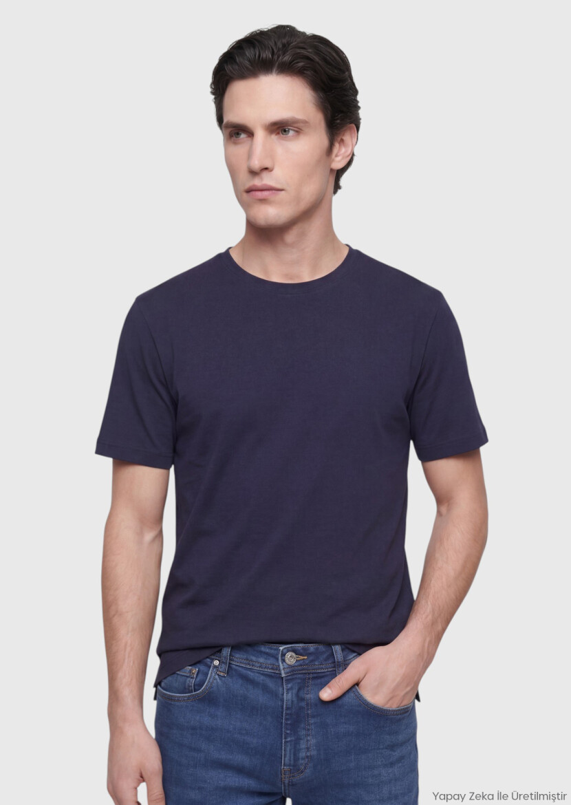 Lacivert Düz T-Shirt 