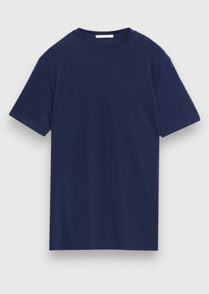 Lacivert Düz T-Shirt - 5