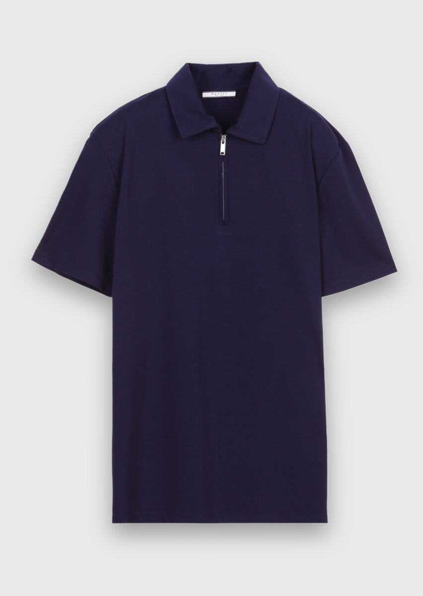 Lacivert Düz T-Shirt - 5