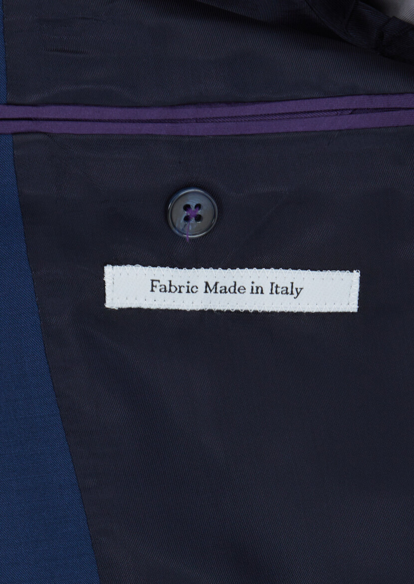 Lacivert Düz Zeroweight Slim Fit Yün Karışımlı Takım Elbise - 5