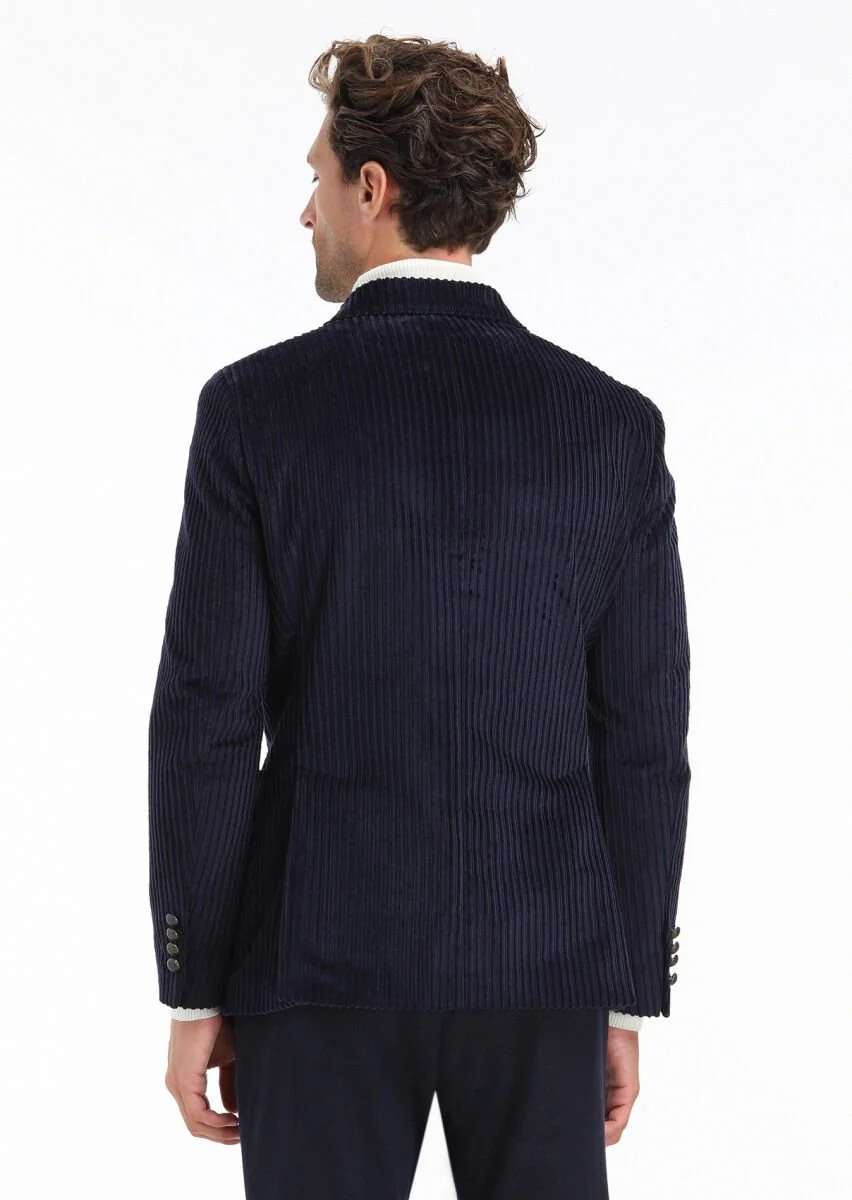 Lacivert Fitilli Shirt Shoulder Slim Fit %100 Pamuk Ceket - 6