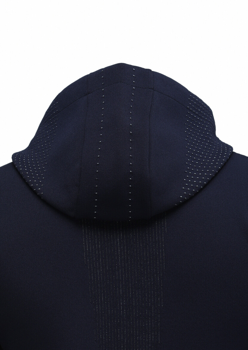 Lacivert Jakarlı Yün Karışımlı Hırka - 4