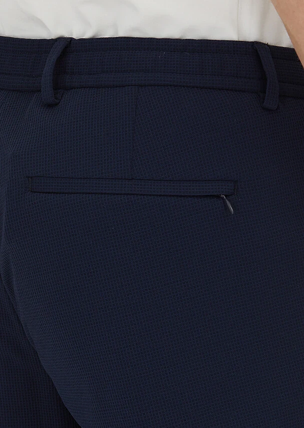 Lacivert Kareli Comfort Fit Örme Takım Elbise - 7