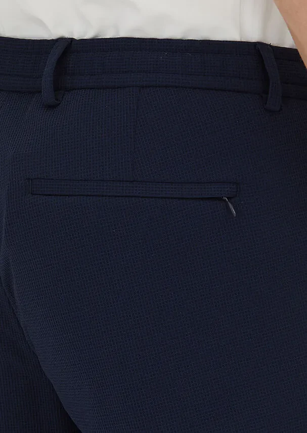 Lacivert Kareli Comfort Fit Örme Takım Elbise - 7