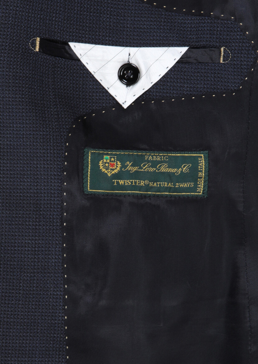 Lacivert Kareli Regular Fit %100 Yün Takım Elbise - 10