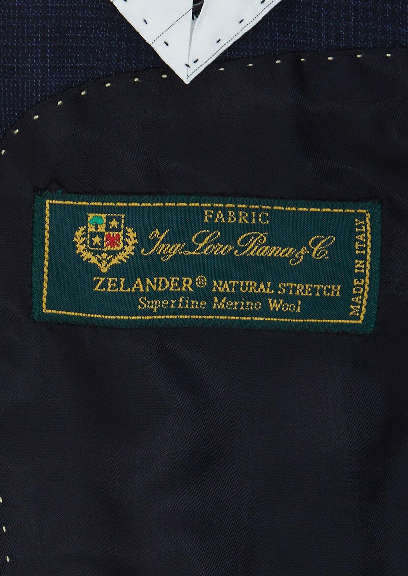 Lacivert Kareli Regular Fit Yün Karışımlı Takım Elbise - 5