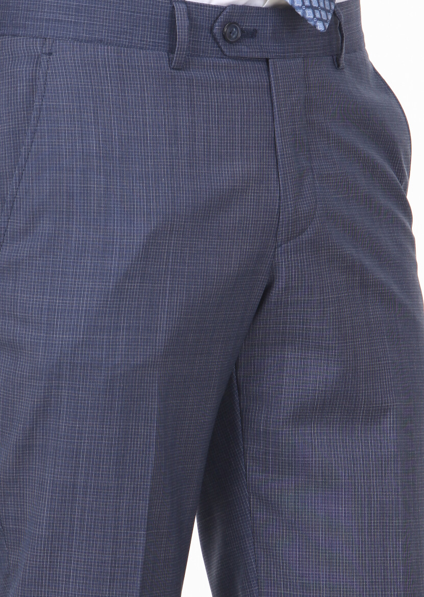 Lacivert Kumaş Modern Fit Klasik %100 Yün Pantolon - 3