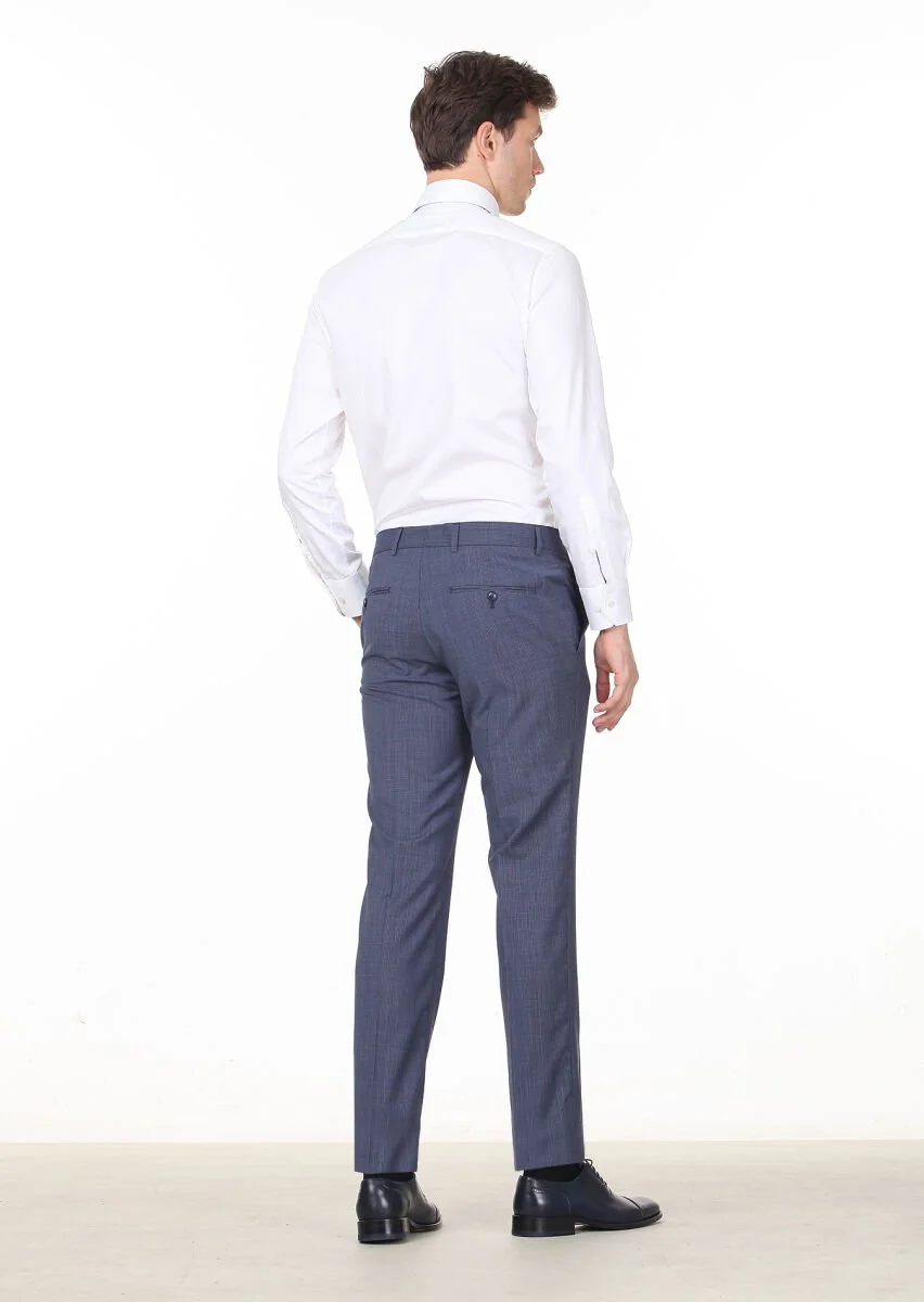 Lacivert Kumaş Modern Fit Klasik %100 Yün Pantolon - 4