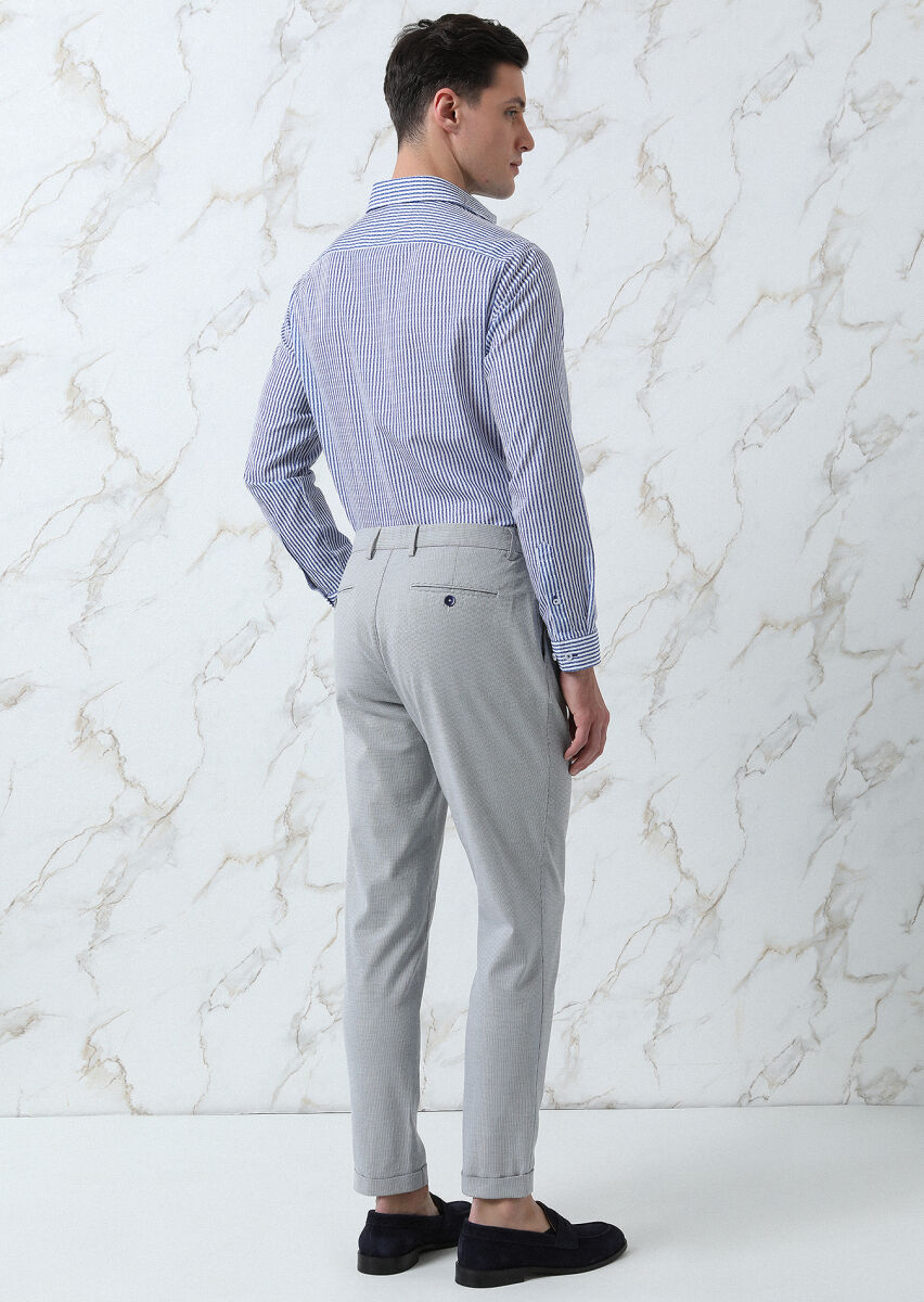 Lacivert Mikro Dokuma Carrot Fit Smart Casual Pamuk Karışımlı Pantolon - 5