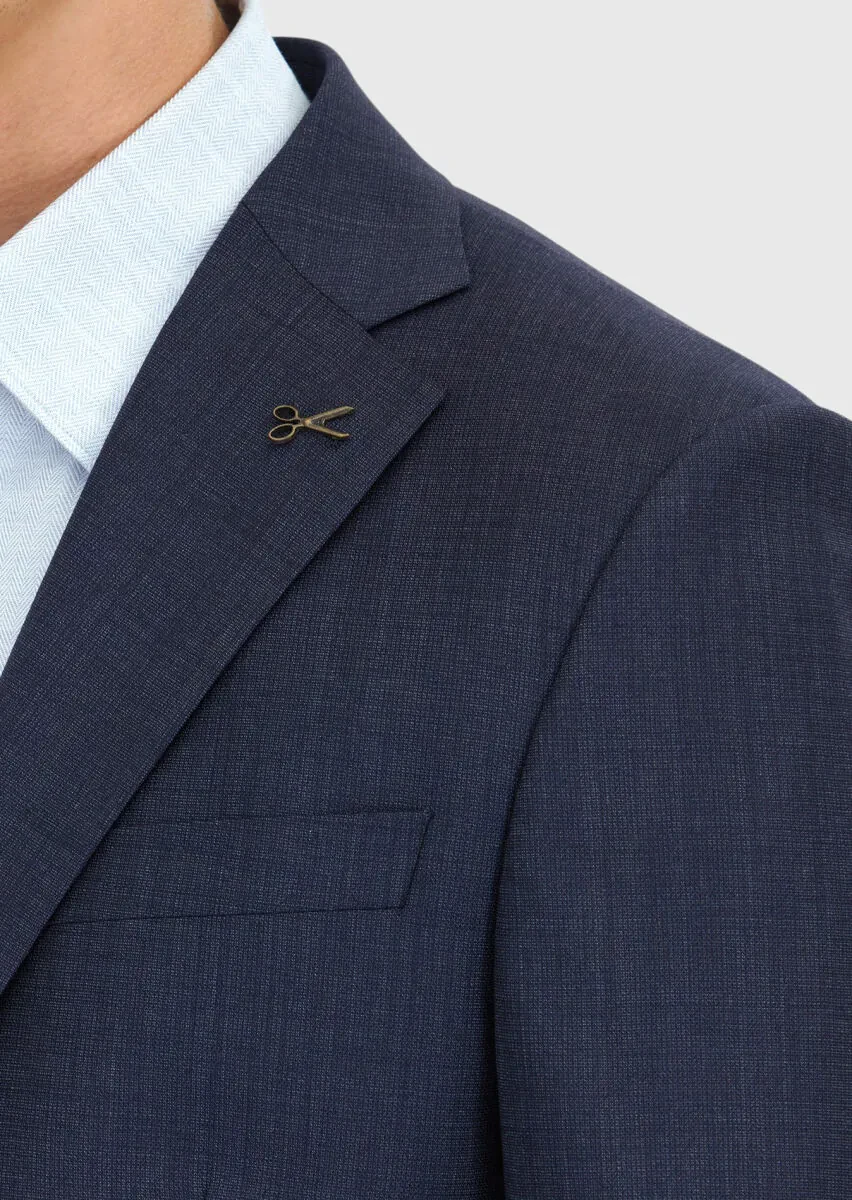 Lacivert Mikro Modern Fit %100 Yün Takım Elbise - 5