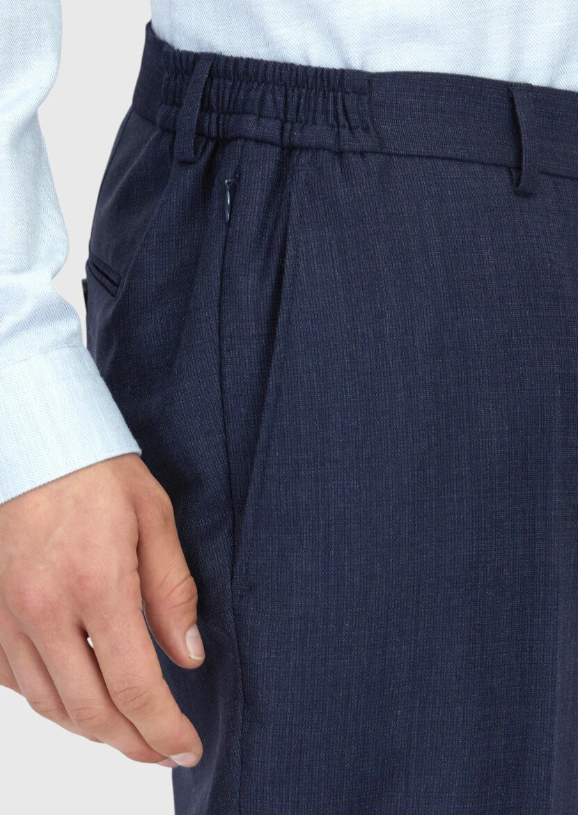 Lacivert Mikro Modern Fit %100 Yün Takım Elbise - 6