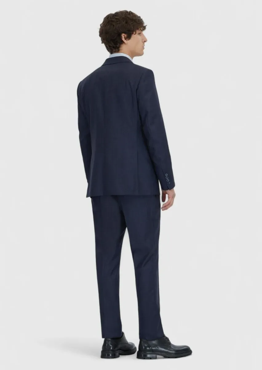 Lacivert Mikro Modern Fit %100 Yün Takım Elbise - 8