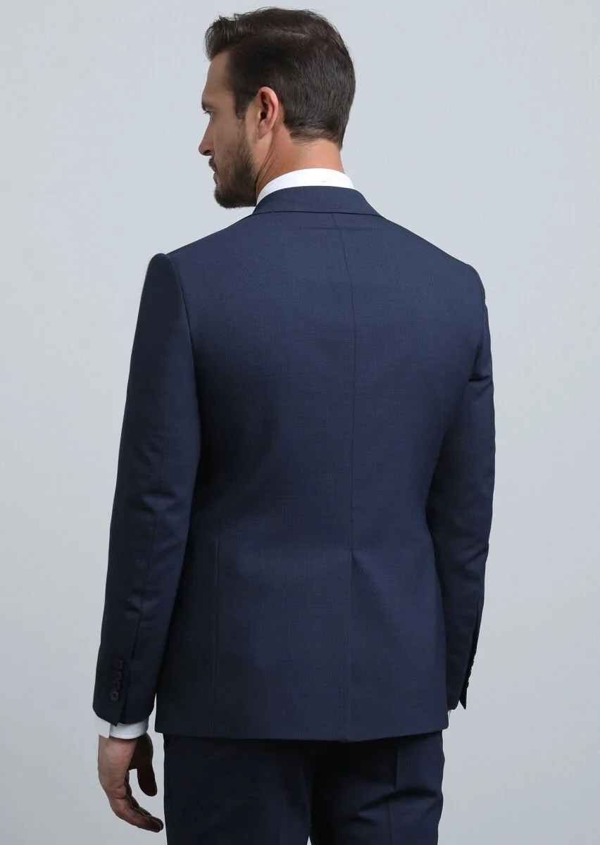 Lacivert Mikro Modern Fit Yün Karışımlı Takım Elbise - 5
