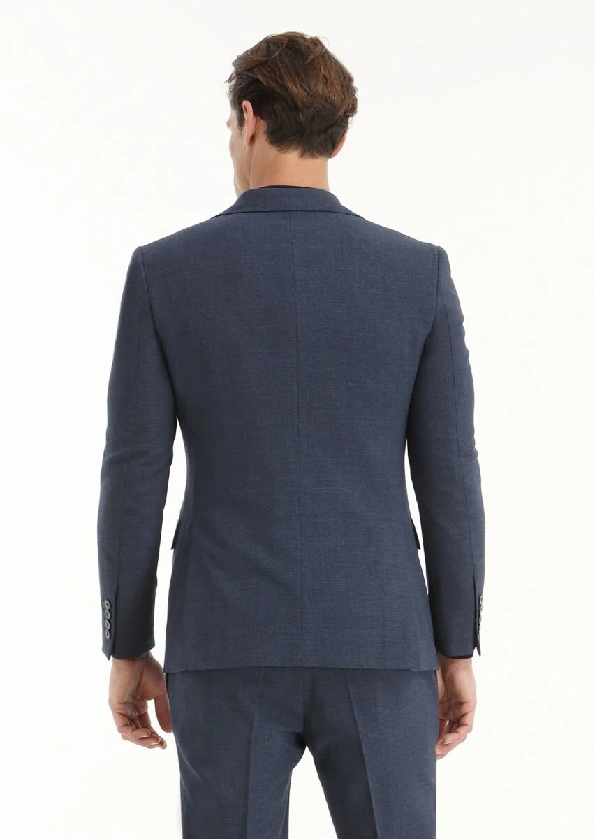 Lacivert Mikro Modern Fit Yün Karışımlı Takım Elbise - 7