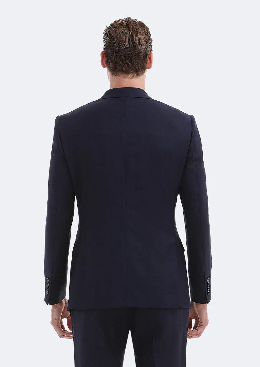 Lacivert Mikro Modern Fit Yün Karışımlı Takım Elbise - 5