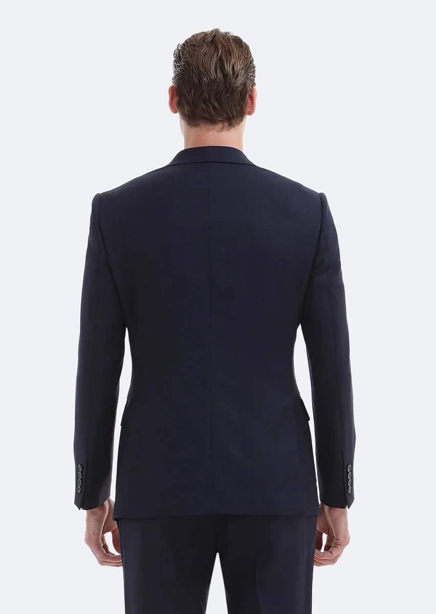 Lacivert Mikro Modern Fit Yün Karışımlı Takım Elbise - 5