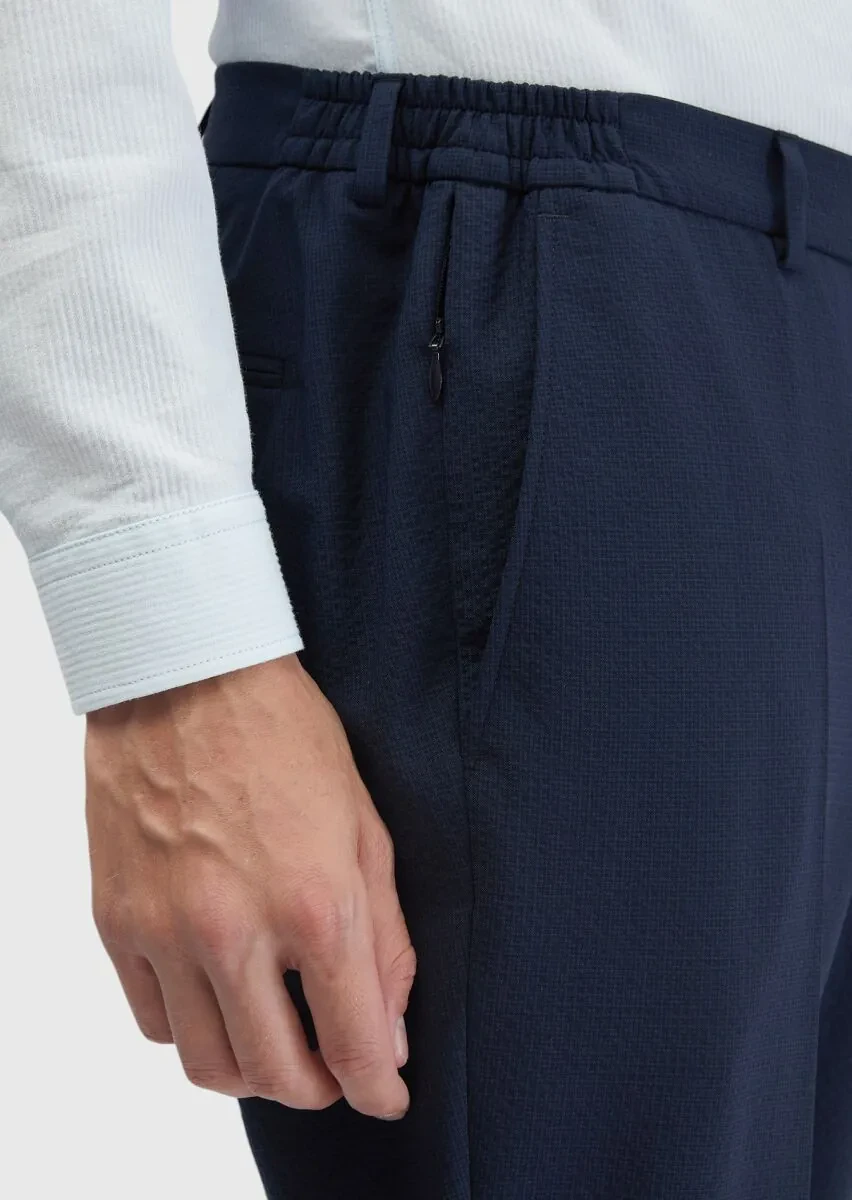 Lacivert Mikro Modern Fit Yün Karışımlı Takım Elbise - 6