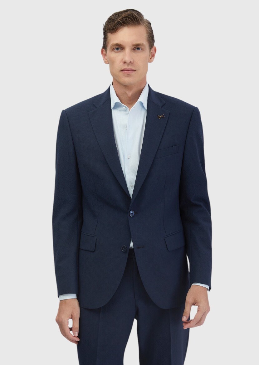 Lacivert Mikro Modern Fit Yün Karışımlı Takım Elbise - RAMSEY