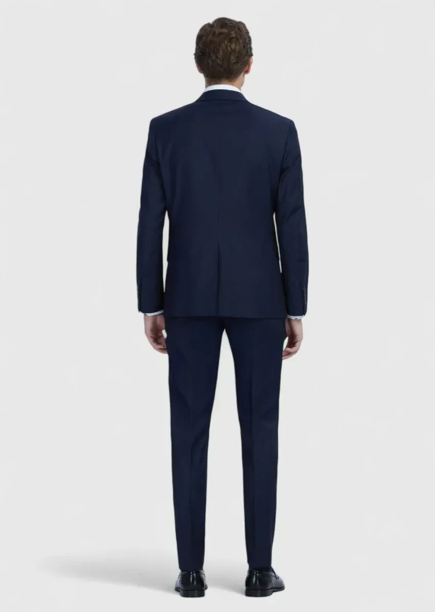 Lacivert Mikro Modern Fit Yün Karışımlı Takım Elbise - 5