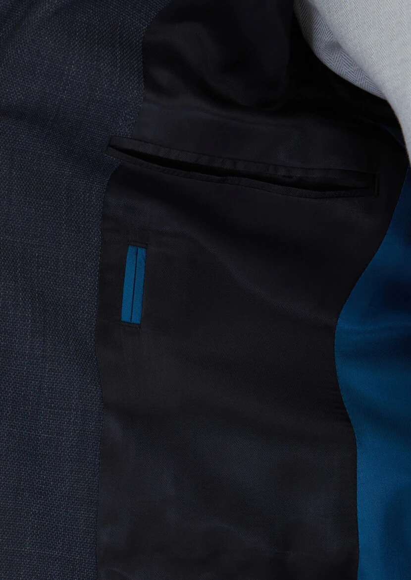 Lacivert Mikro Modern Fit Yün Karışımlı Takım Elbise - 5