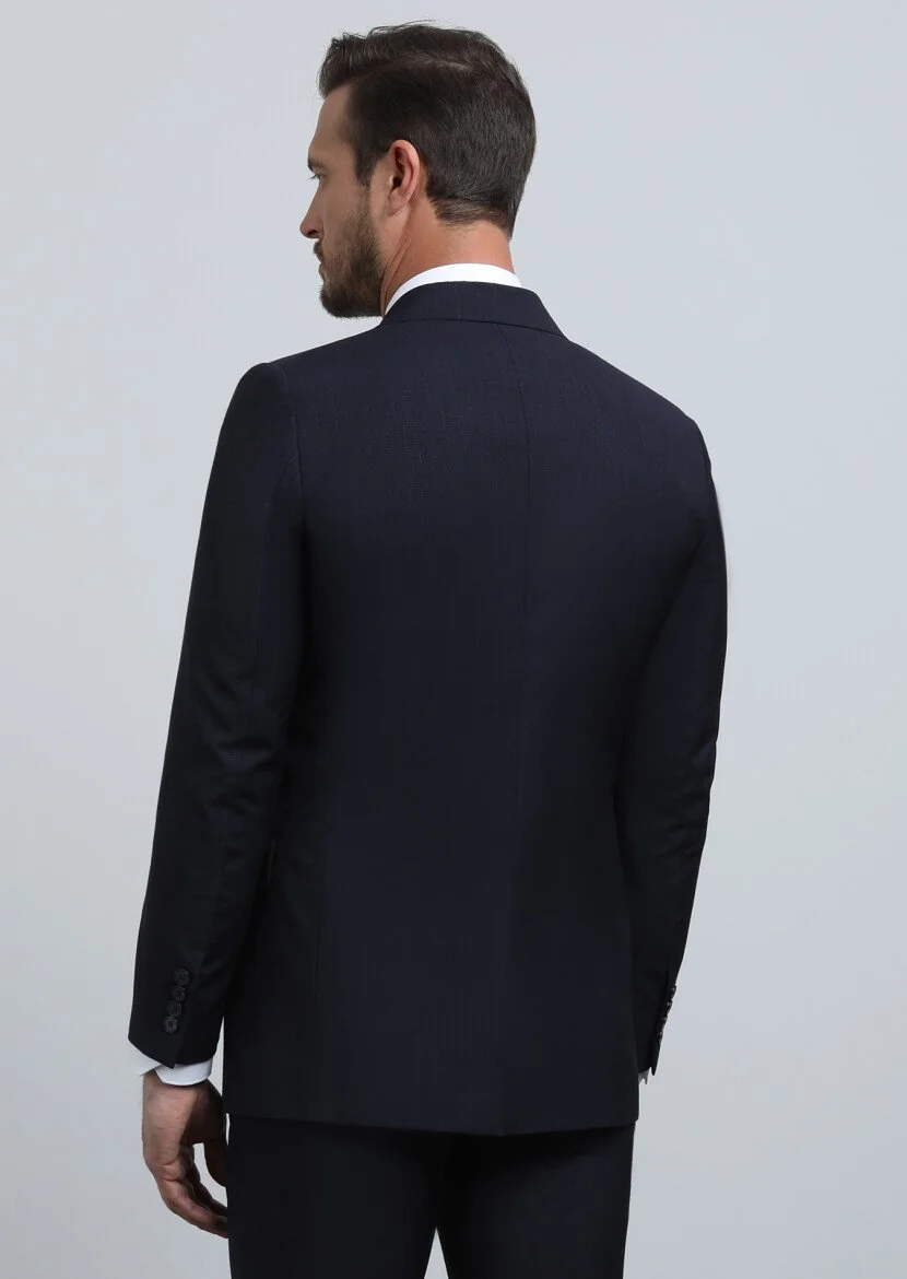 Lacivert Mikro Thin&taller Slim Fit %100 Yün Takım Elbise - 5