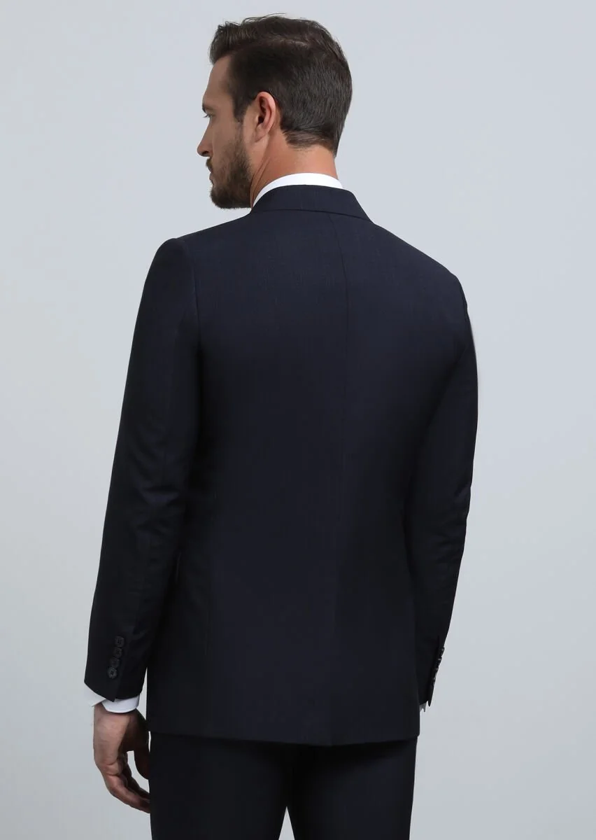 Lacivert Mikro Thin&taller Slim Fit %100 Yün Takım Elbise - 5