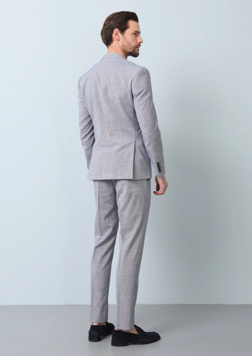 Lacivert Mikro Zeroweight Slim Fit %100 Yün Takım Elbise - 7