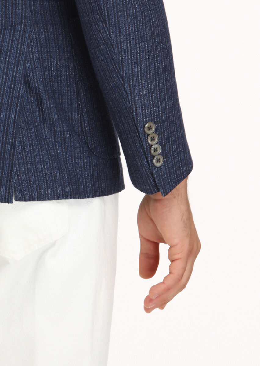 Lacivert Mikro Zeroweight Slim Fit Pamuk Karışımlı Örme Ceket - 3