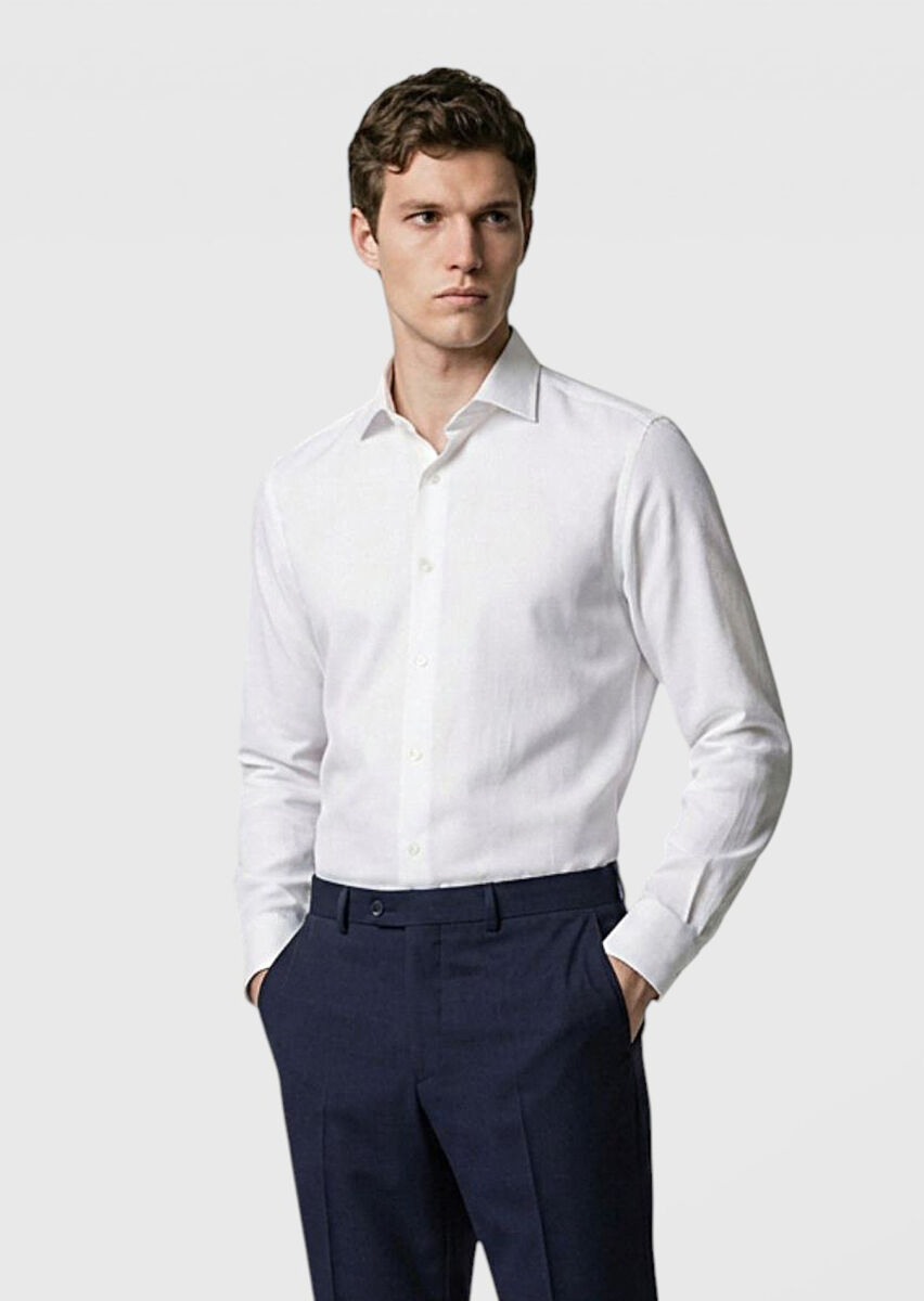 Lacivert Modern Fit Klasik Yün Karışımlı Pantolon - 1