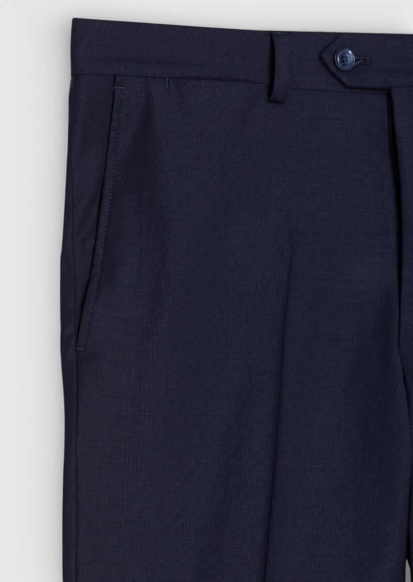 Lacivert Modern Fit Klasik Yün Karışımlı Pantolon - 6