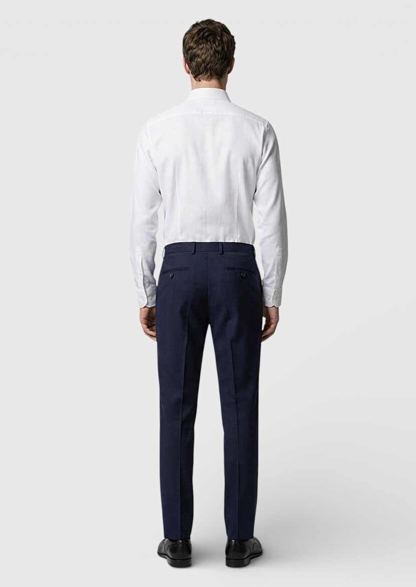 Lacivert Modern Fit Klasik Yün Karışımlı Pantolon - 4