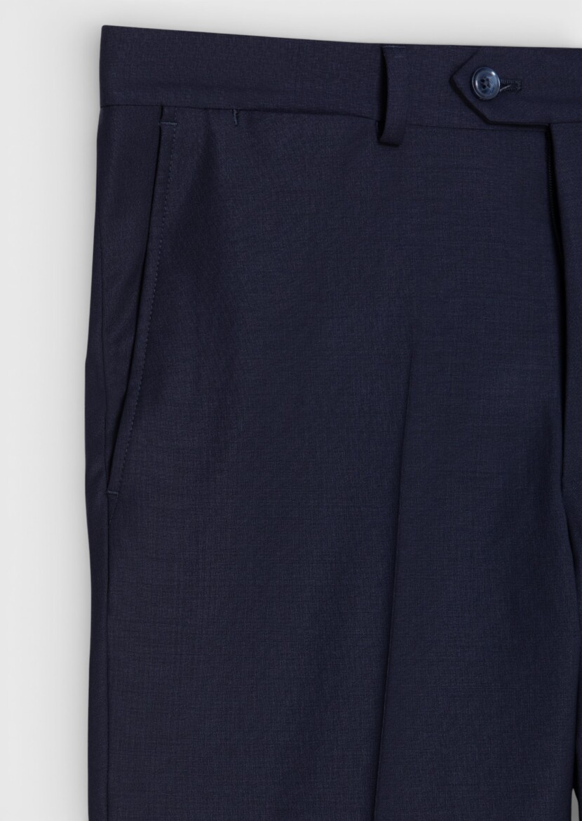 Lacivert Modern Fit Klasik Yün Karışımlı Pantolon - 6