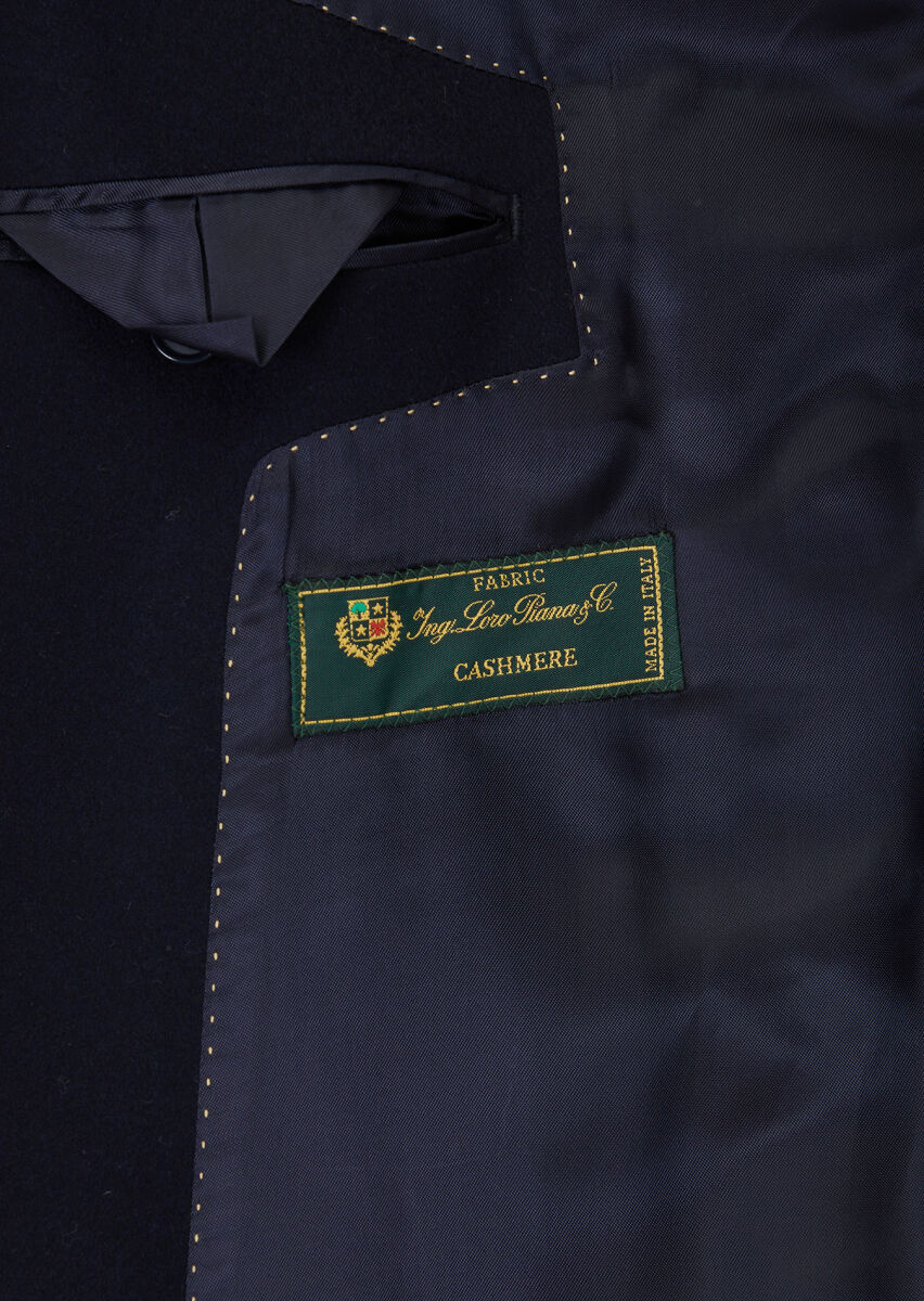 Lacivert Oversize Fit Casual Dokuma Palto - 6