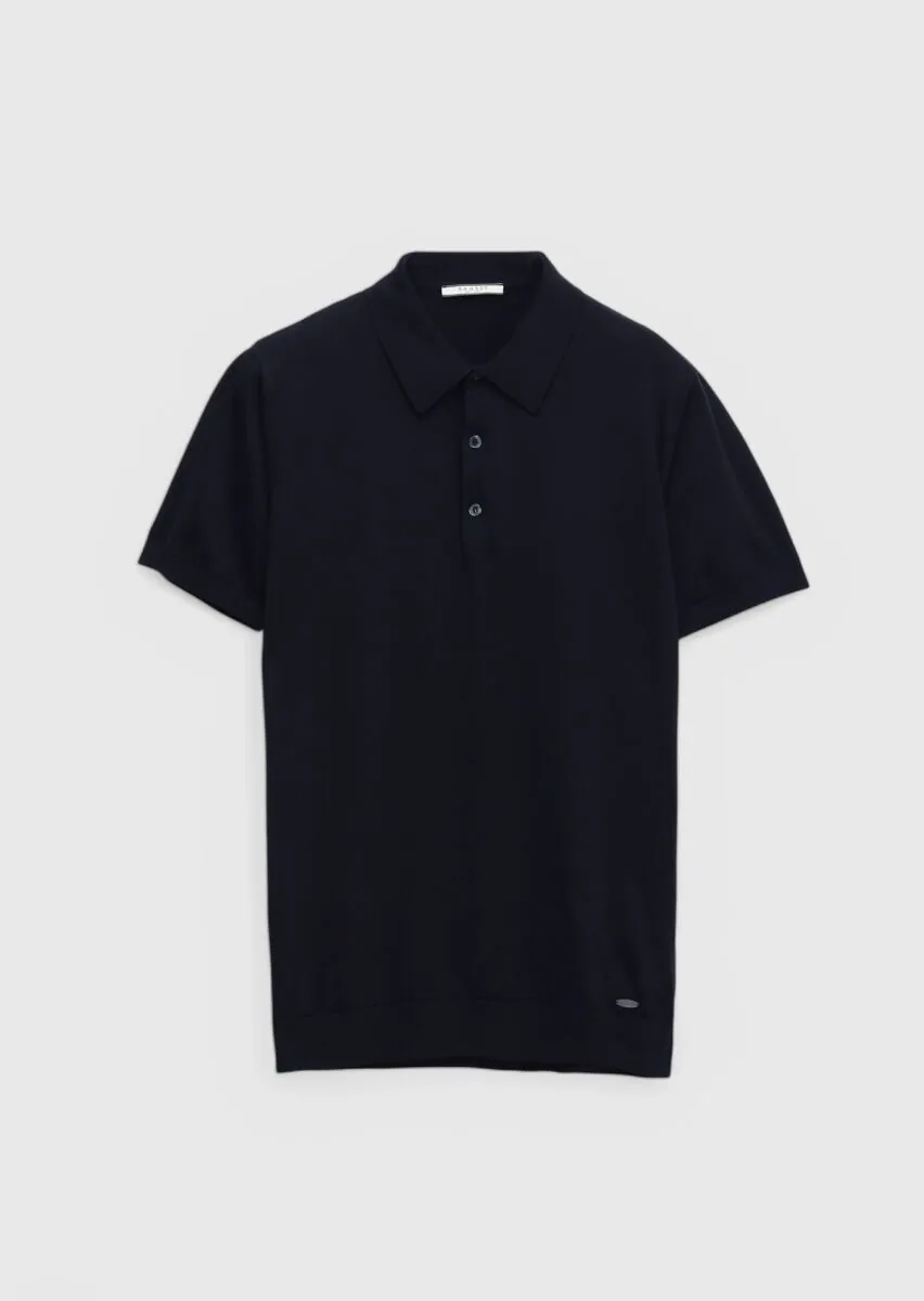 Lacivert Polo Yaka %100 Pamuk Triko - 6