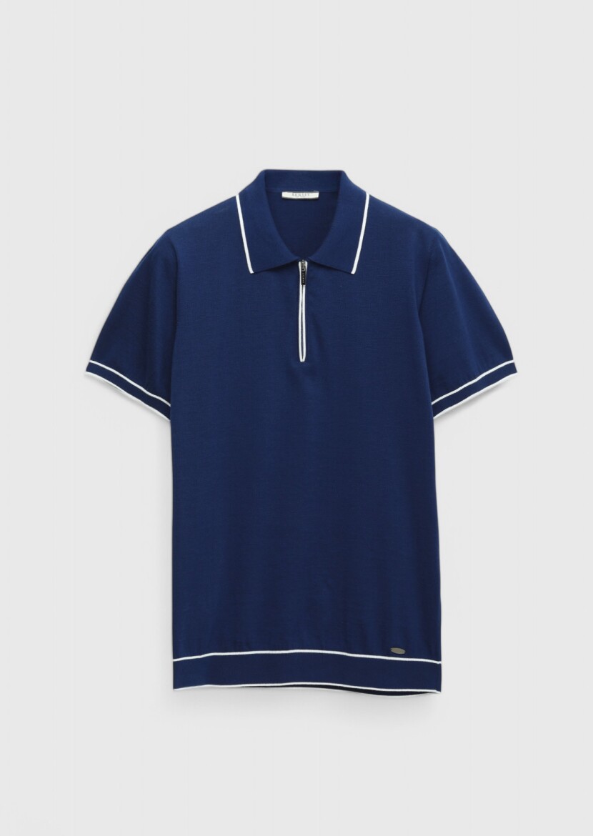 Lacivert Polo Yaka %100 Pamuk Triko - 7