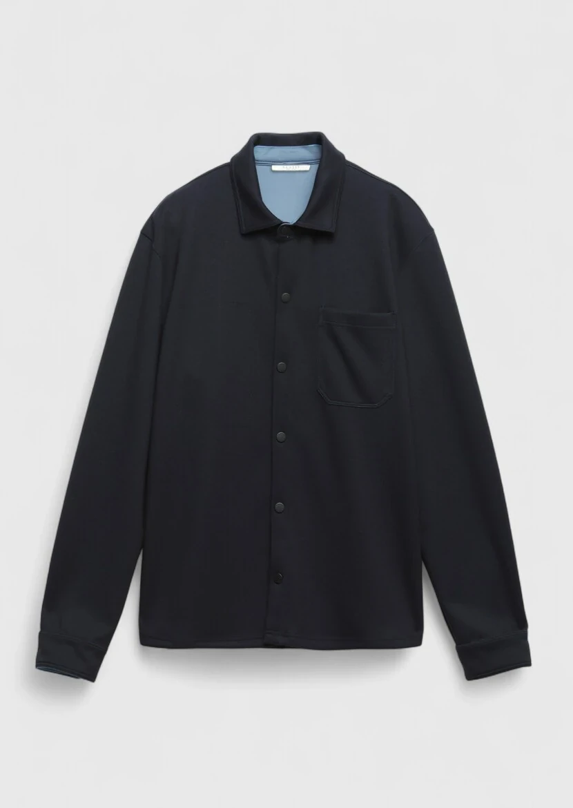 Lacivert Polo Yaka Düz Sweatshırt - RAMSEY