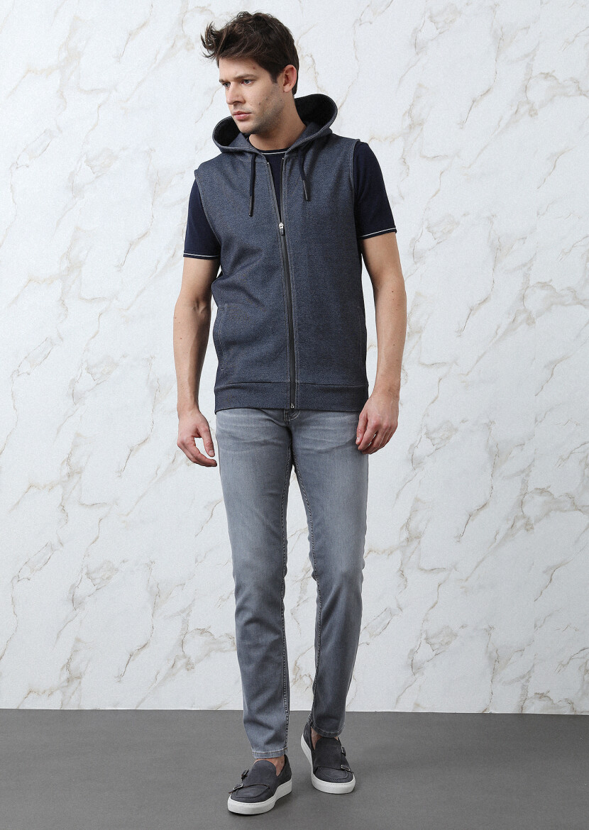 Lacivert Regular Fit Casual Örme Spor Yelek - 1