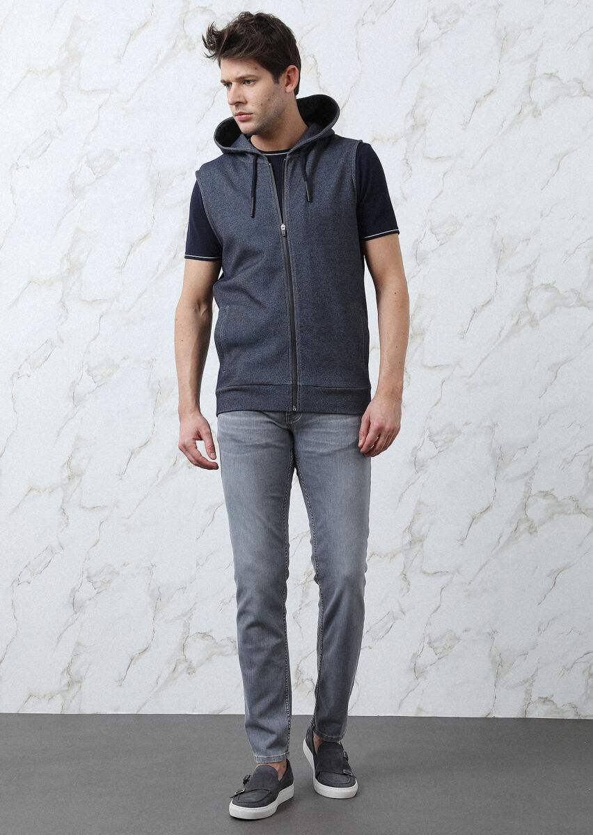Lacivert Regular Fit Casual Örme Spor Yelek - 1