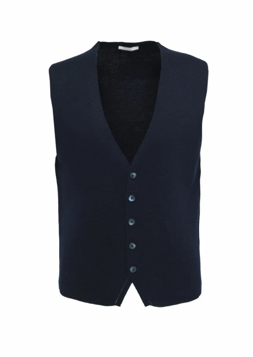 Lacivert Regular Fit Casual Örme Triko Yelek - 5