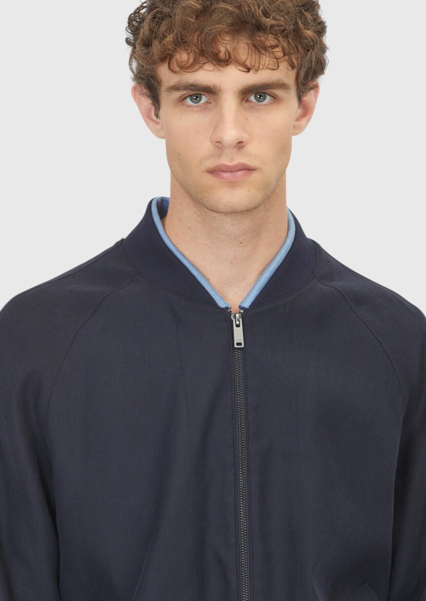 Lacivert Regular Fit Casual Teknik Mont - 4