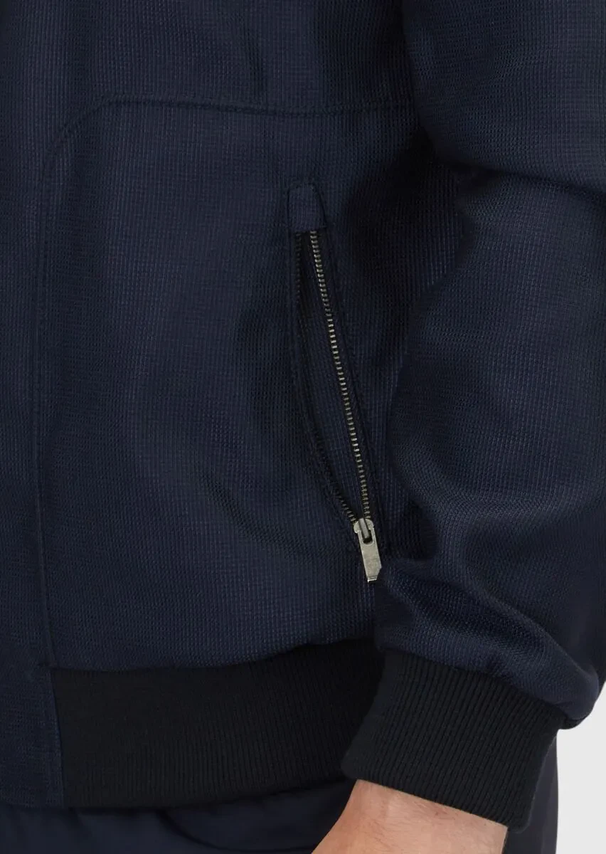 Lacivert Regular Fit Dik Yaka Casual Dokuma Mont - 4