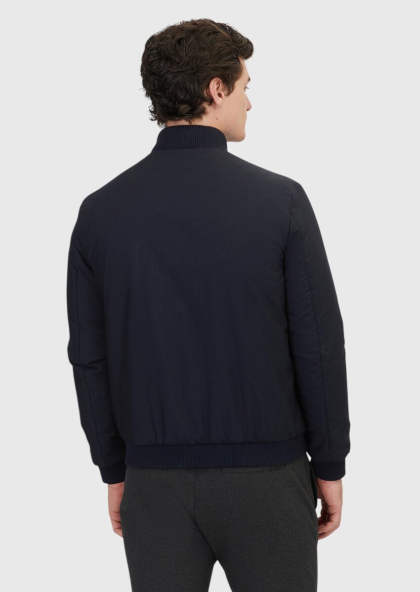 Lacivert Regular Fit Dik Yaka Casual Dokuma Mont - 6