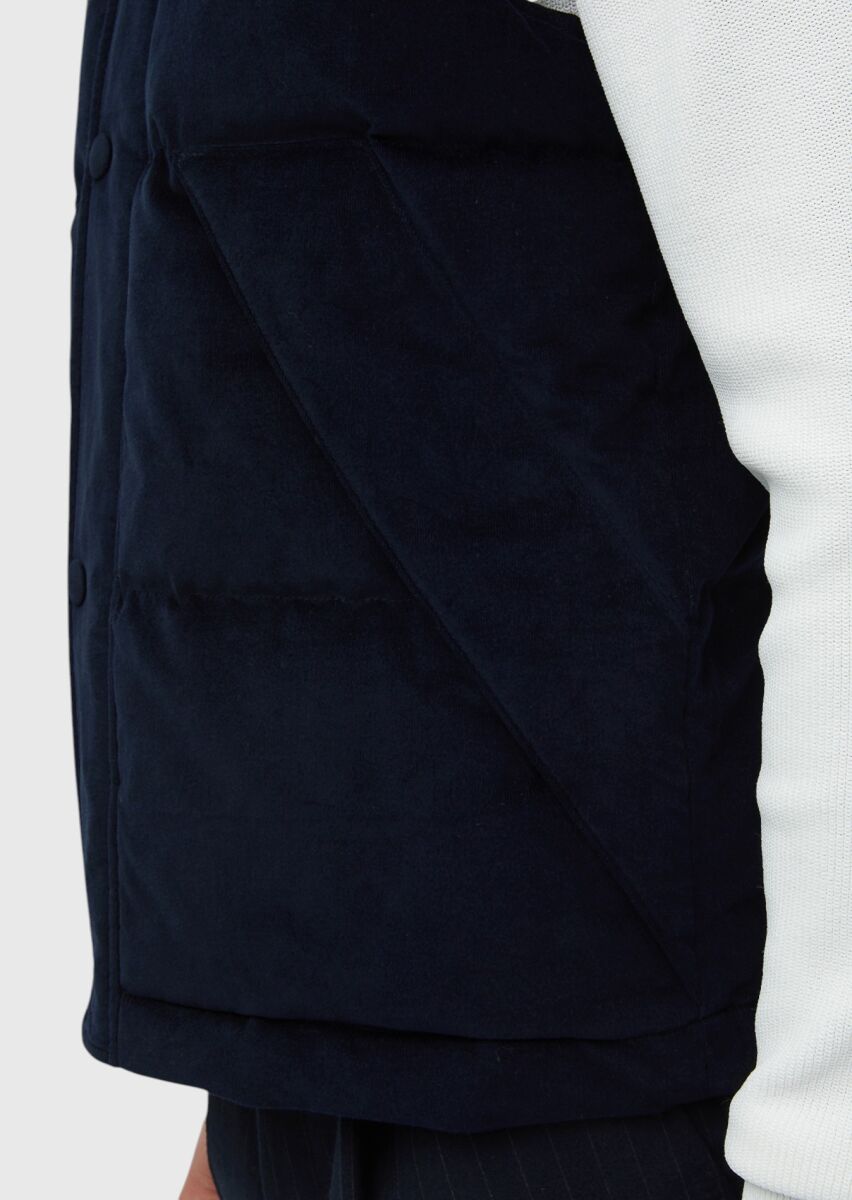 Lacivert Regular Fit Dik Yaka Casual Dokuma Spor Yelek - 6