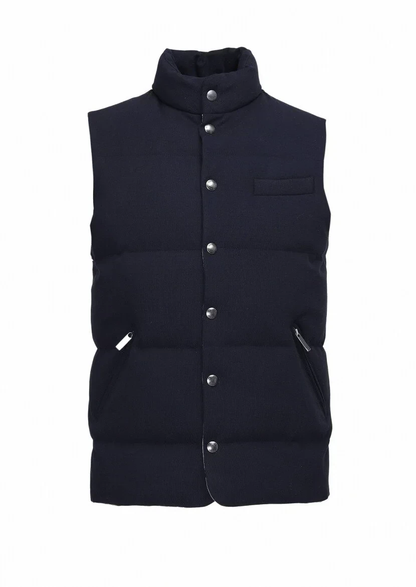 Lacivert Regular Fit Dik Yaka Casual Örme Spor Yelek - 6
