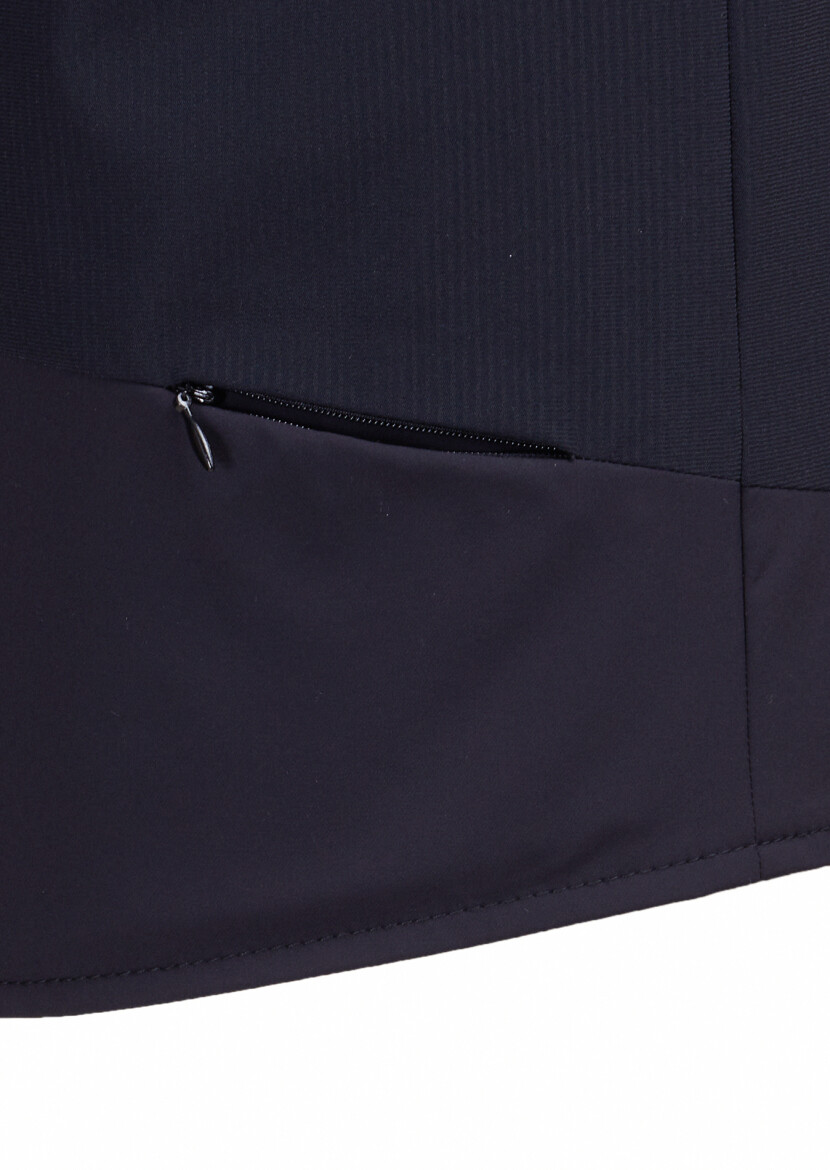 Lacivert Regular Fit Dik Yaka Casual Örme Spor Yelek - 4