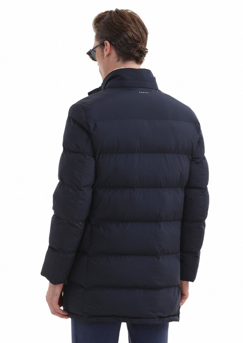 Lacivert Regular Fit Gömlek Yaka Casual Dokuma Kaban - 5