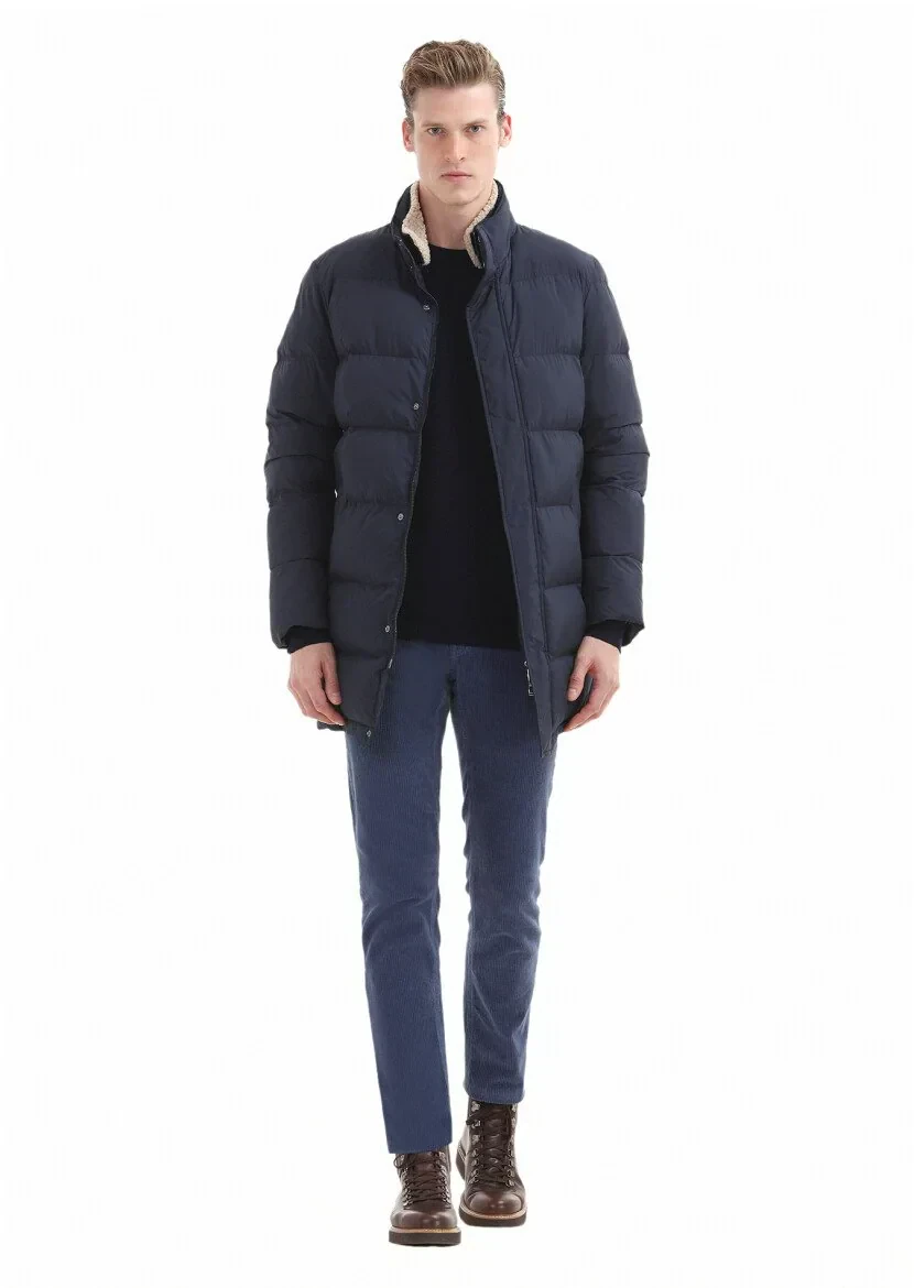Lacivert Regular Fit Gömlek Yaka Casual Dokuma Kaban 