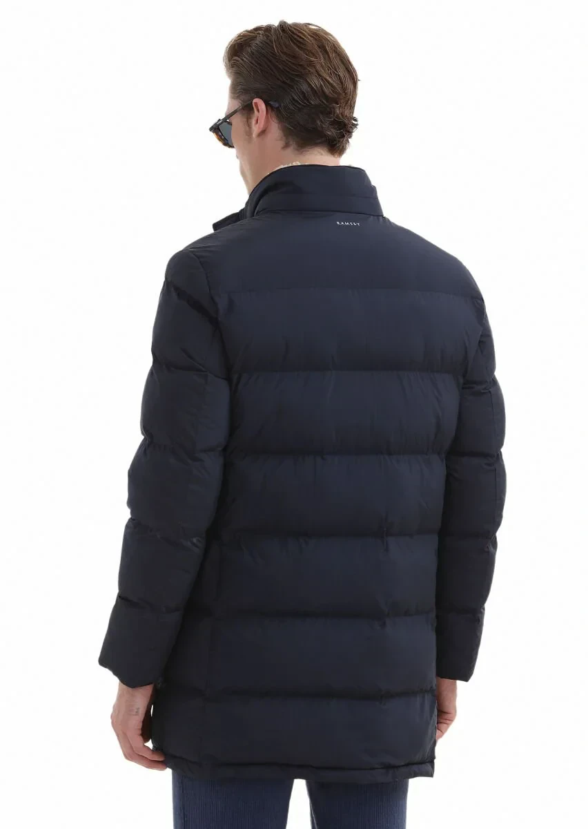 Lacivert Regular Fit Gömlek Yaka Casual Dokuma Kaban - 7