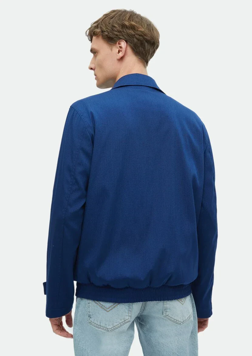 Lacivert Regular Fit Gömlek Yaka Casual Dokuma Mont - 6